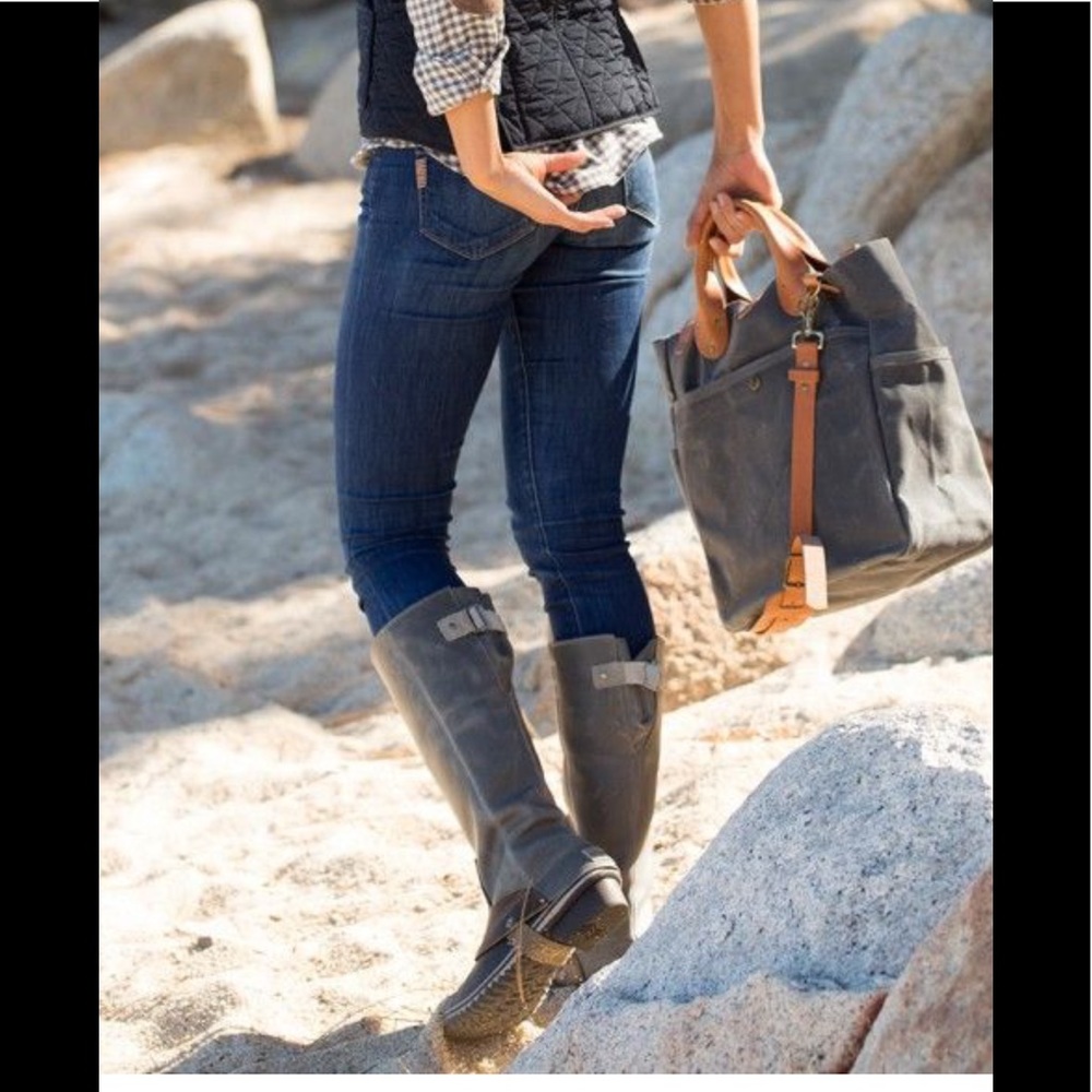 Sorel Slimpack Riding Gray Leather Boots